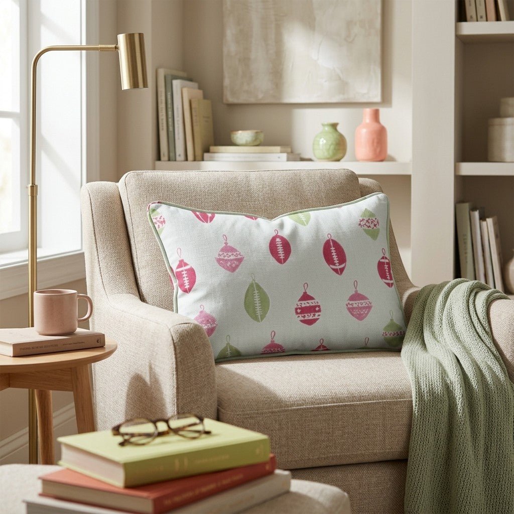 Football Ornament Sage Throw Pillow - Hillcroft Home