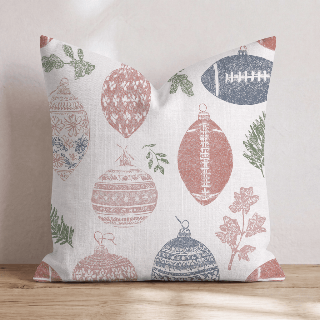 Football Ornament Sketch Cream Throw Pillow - Hillcroft Home