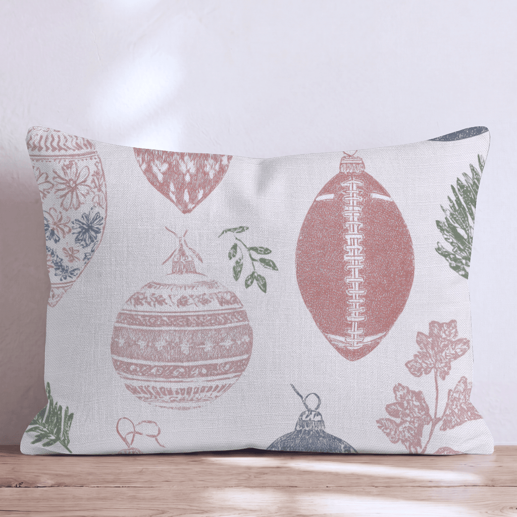 Football Ornament Sketch Cream Throw Pillow - Hillcroft Home