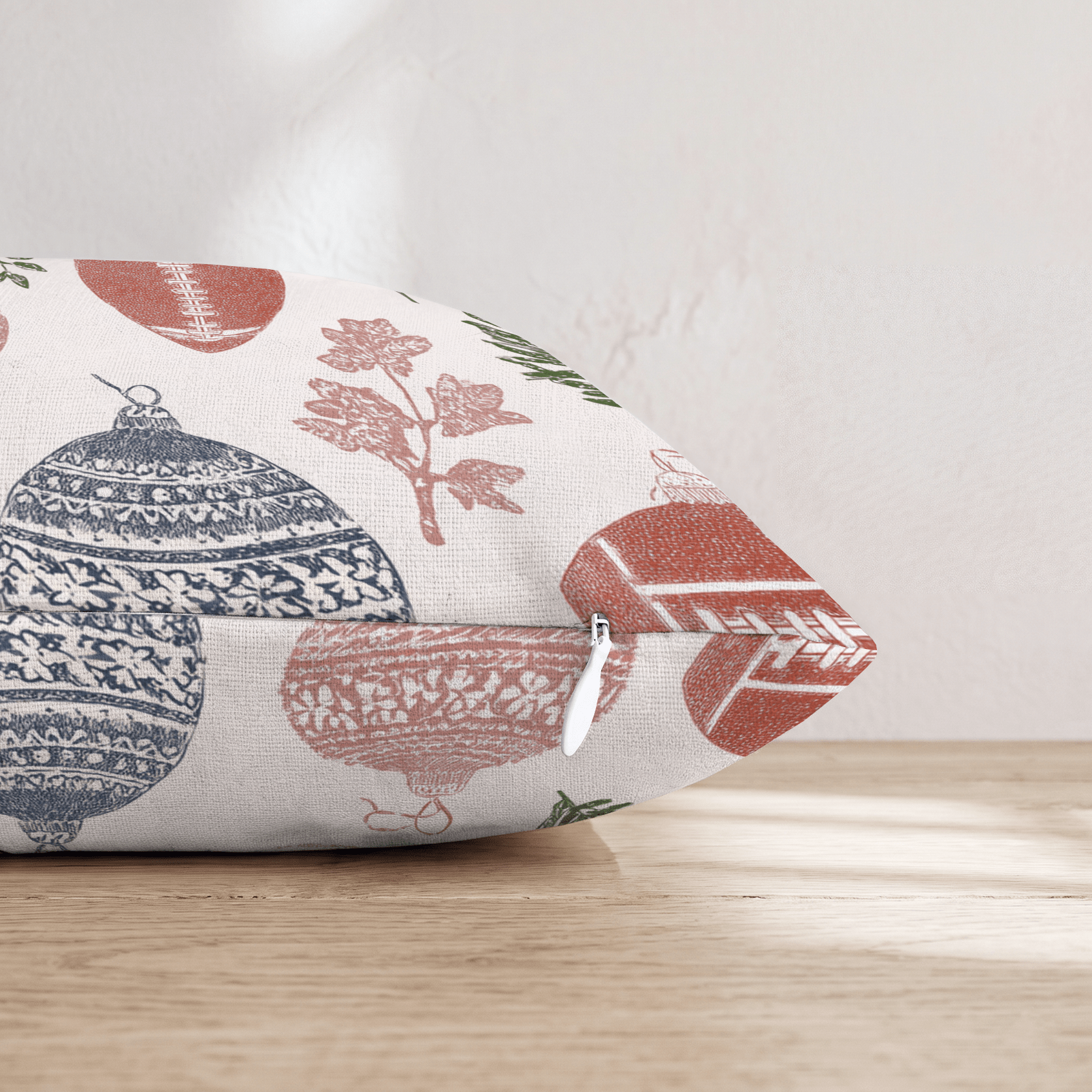 Football Ornament Sketch Cream Throw Pillow - Hillcroft Home