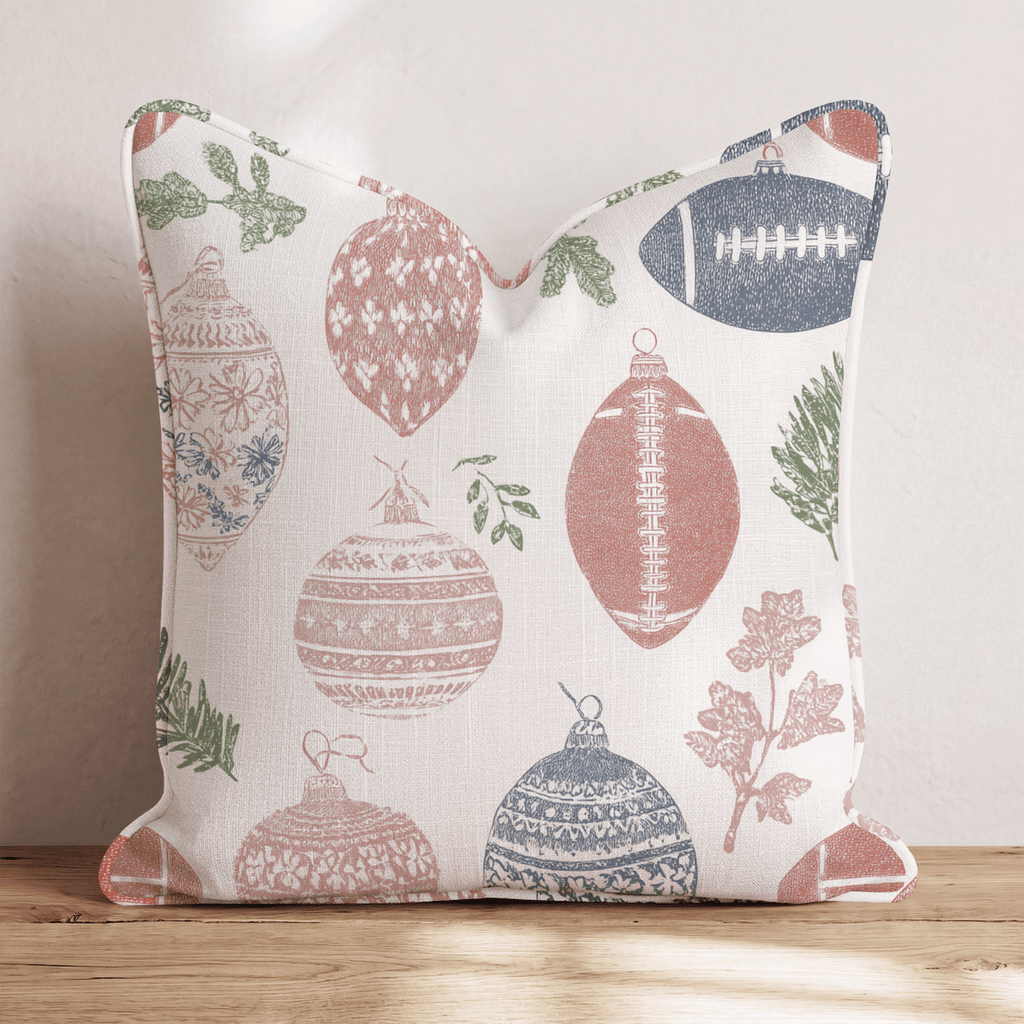 Football Ornament Sketch Cream Throw Pillow - Hillcroft Home
