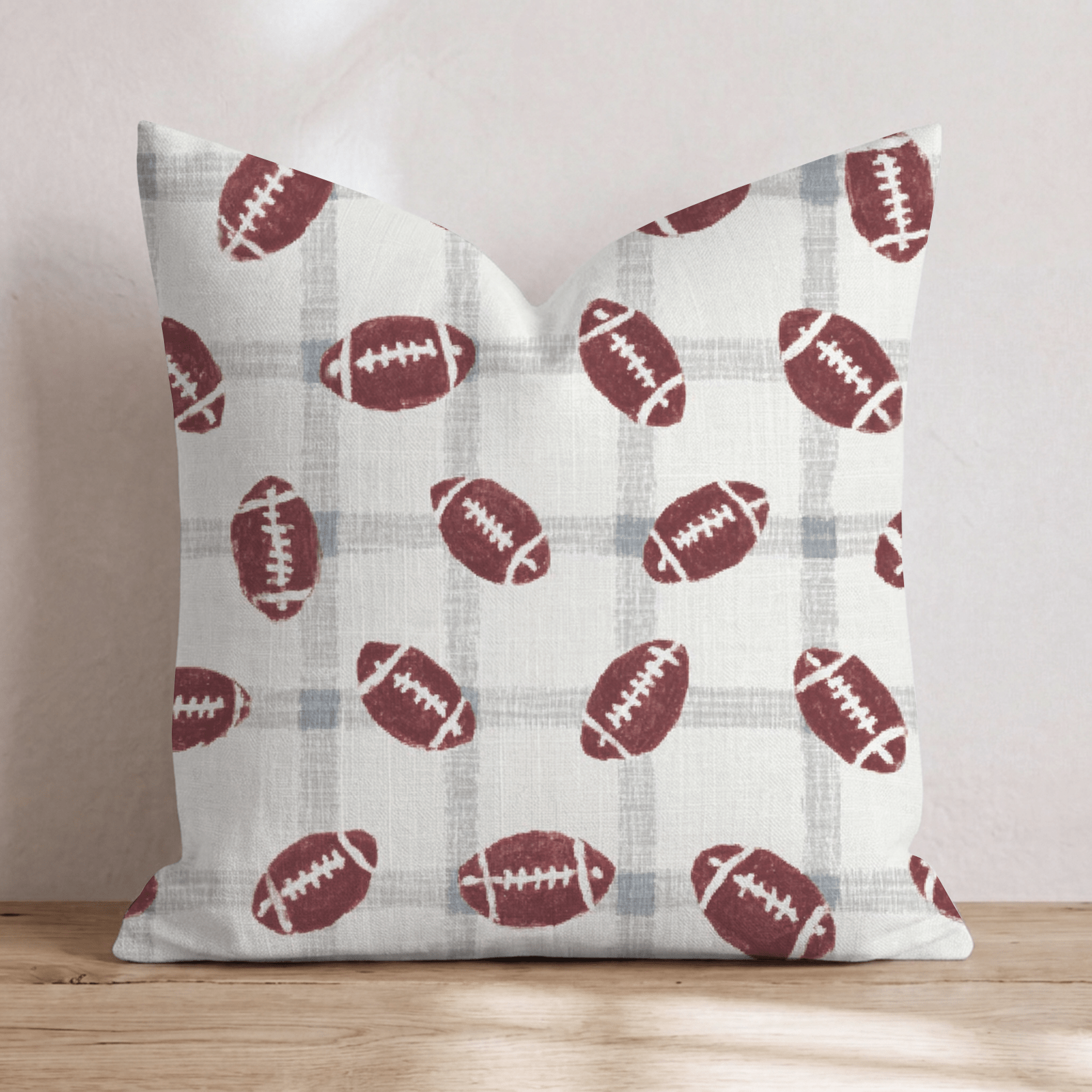 Football Plaid Throw Pillow - Hillcroft Home