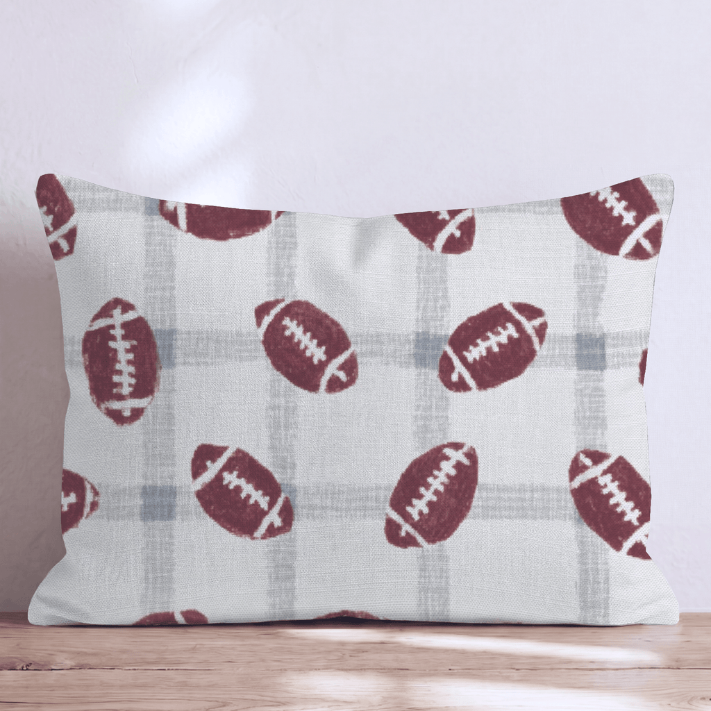 Football Plaid Throw Pillow - Hillcroft Home