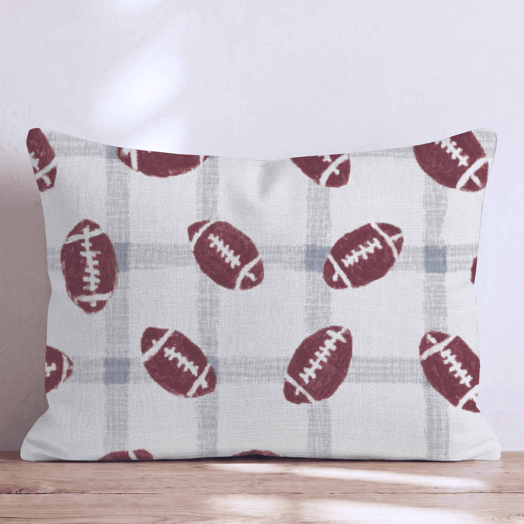 Football Plaid Throw Pillow - Hillcroft Home