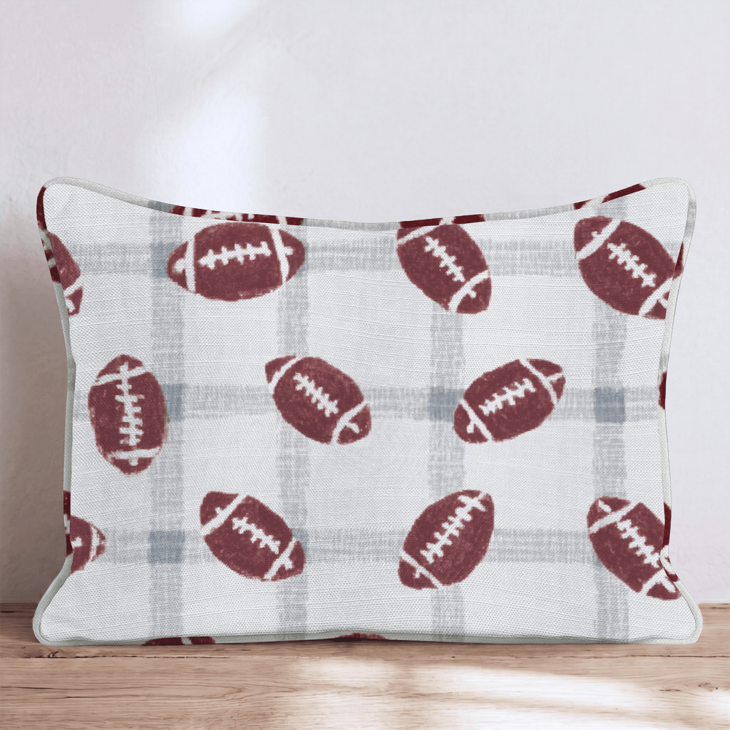Football Plaid Throw Pillow - Hillcroft Home