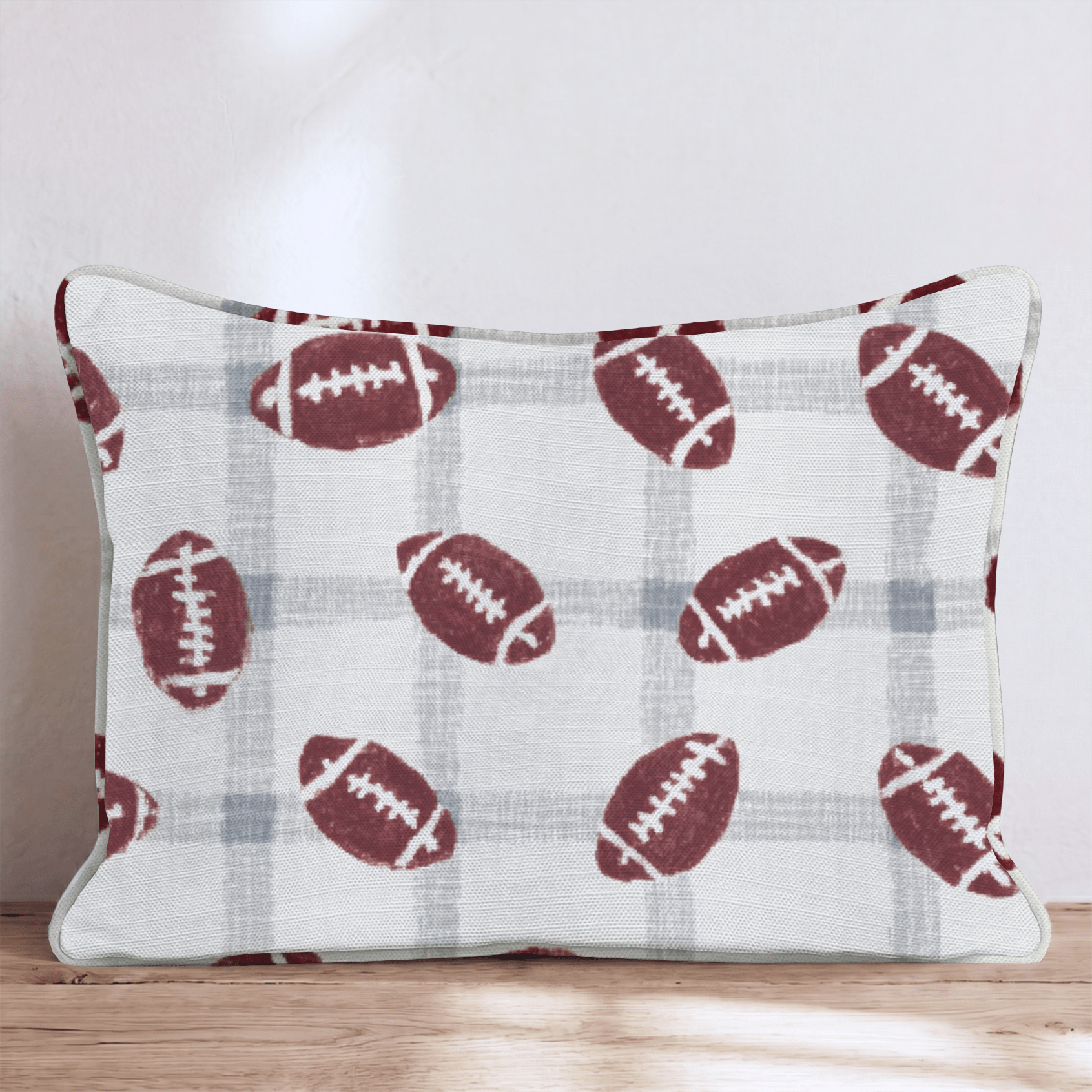 Football Plaid Throw Pillow - Hillcroft Home