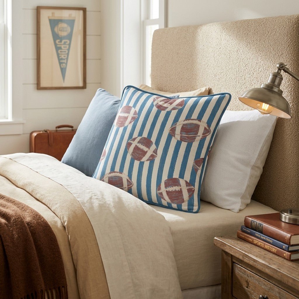 Football Stripes Throw Pillow - Hillcroft Home