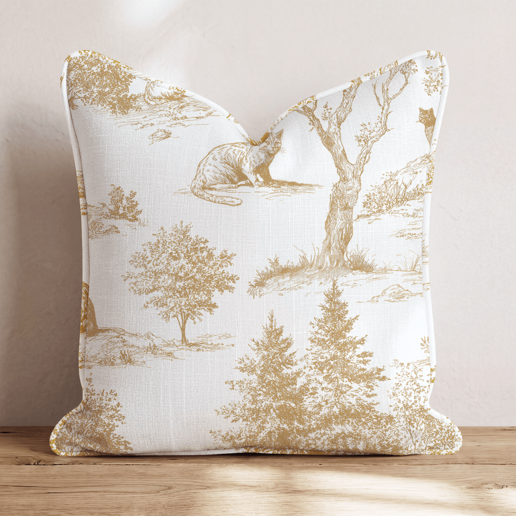 Forest Cat Toile Throw Pillow - Hillcroft Home