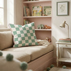 Forest Cream Checker Throw Pillow - Hillcroft Home