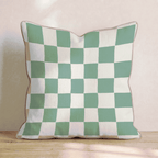 Forest Cream Checker Throw Pillow - Hillcroft Home