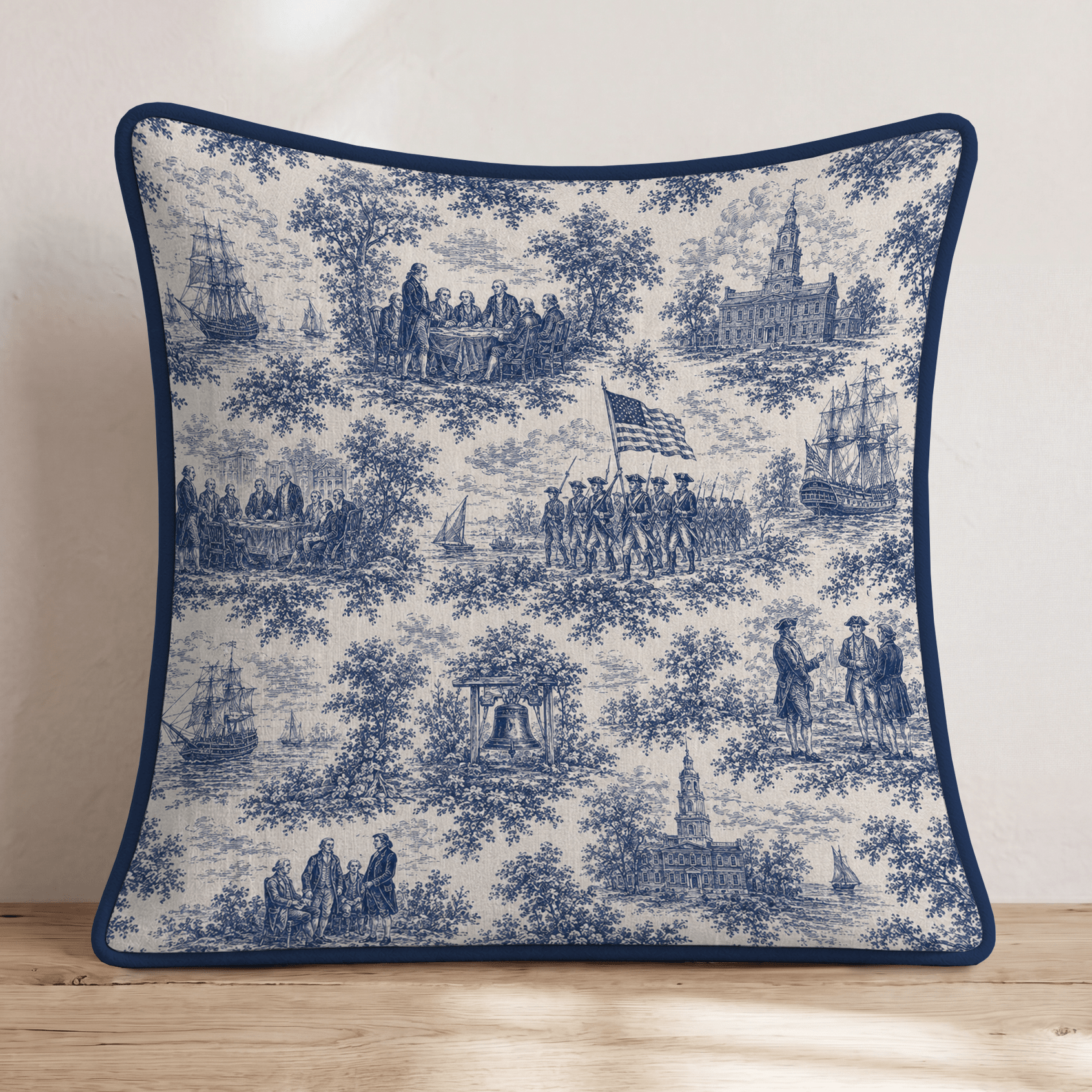 Foudning America Toile Throw Pillow - Hillcroft Home