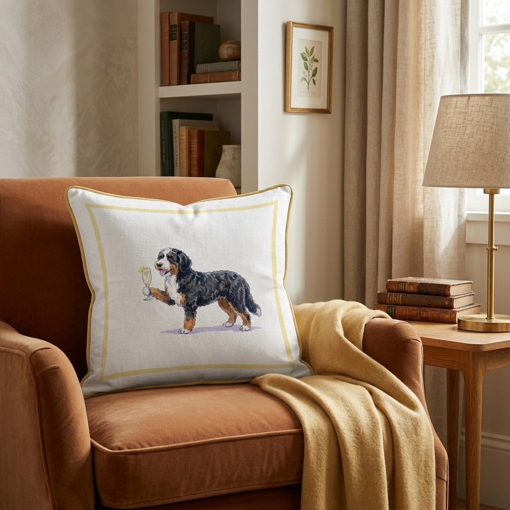 French 75 Bernedoodle Throw Pillow - Hillcroft Home