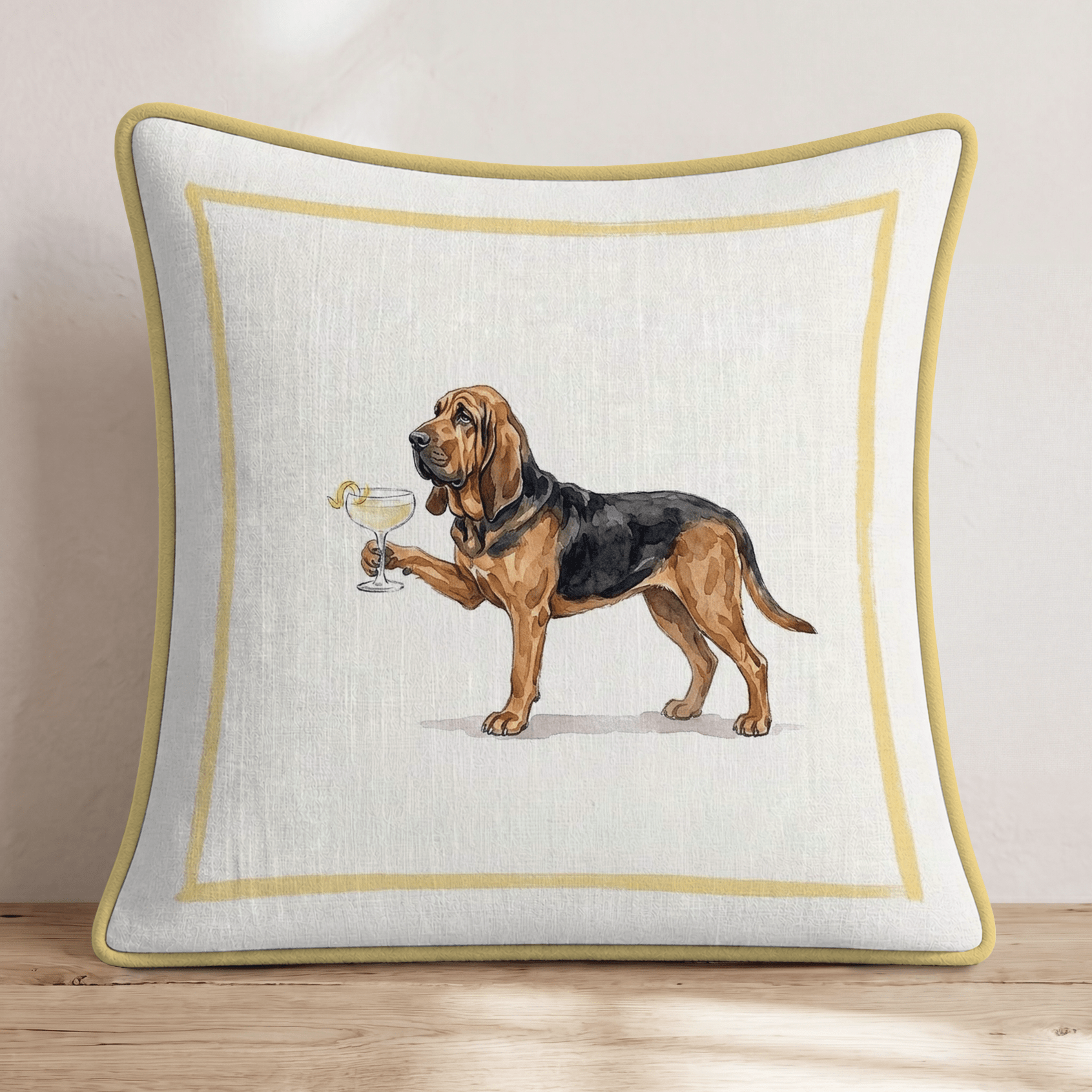 French 75 Bloodhound Throw Pillow - Hillcroft Home