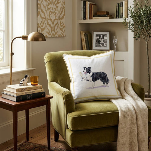 French 75 Border Collie Throw Pillow - Hillcroft Home