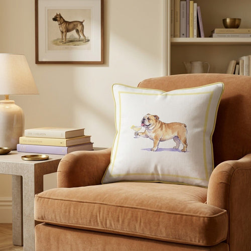 French 75 Bulldog Throw Pillow - Hillcroft Home