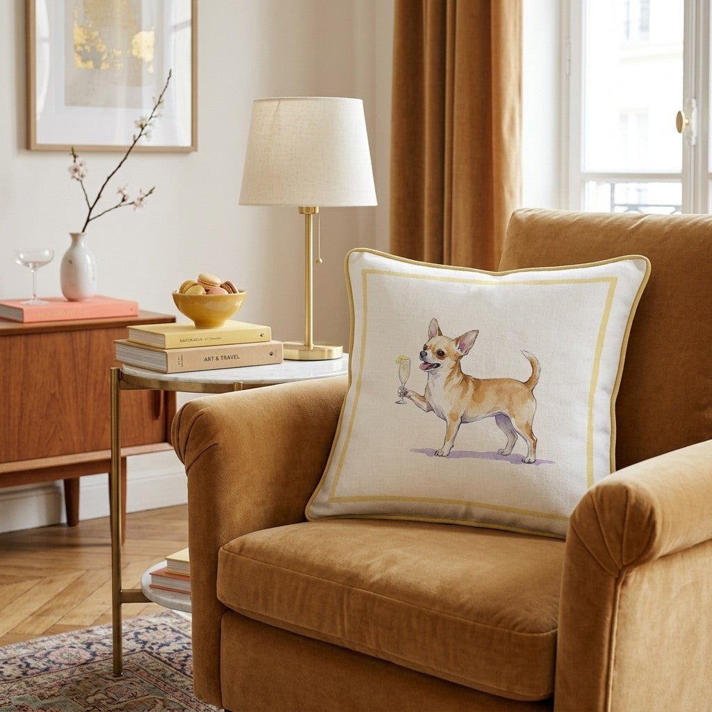 French 75 Chihuahua Throw Pillow - Hillcroft Home
