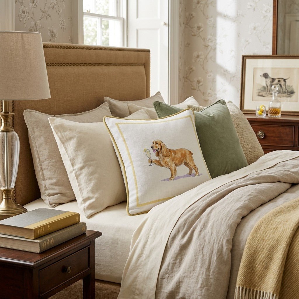 French 75 Cocker Spaniel Throw Pillow - Hillcroft Home