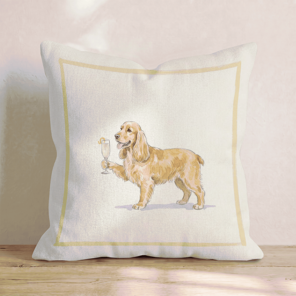 French 75 Cocker Spaniel Throw Pillow - Hillcroft Home