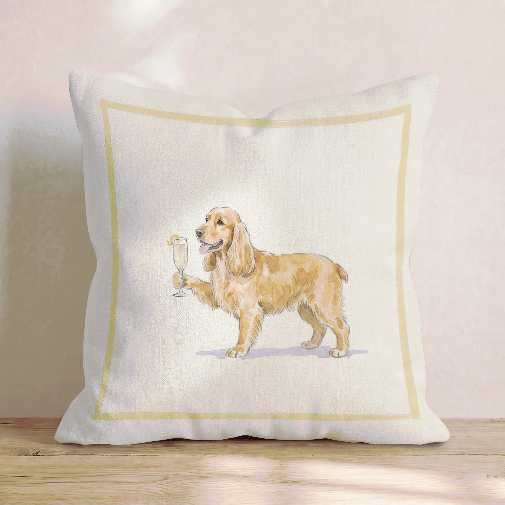 French 75 Cocker Spaniel Throw Pillow - Hillcroft Home