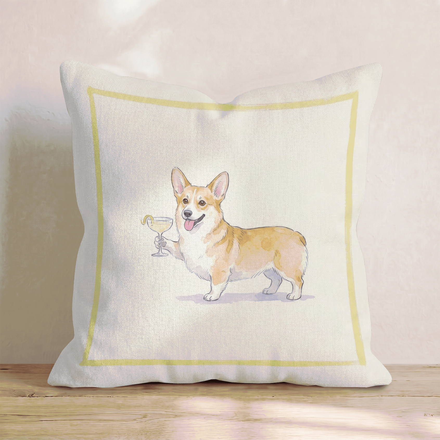 French 75 Corgi Throw Pillow - Hillcroft Home