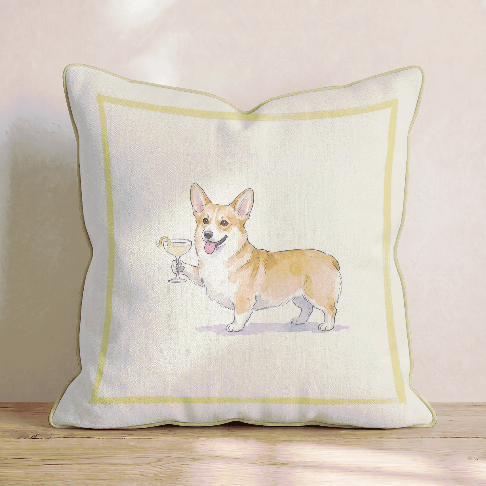 French 75 Corgi Throw Pillow - Hillcroft Home