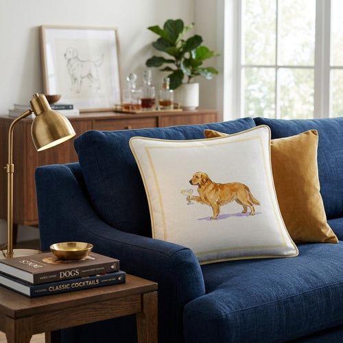 French 75 Golden Retriever Throw Pillow - Hillcroft Home
