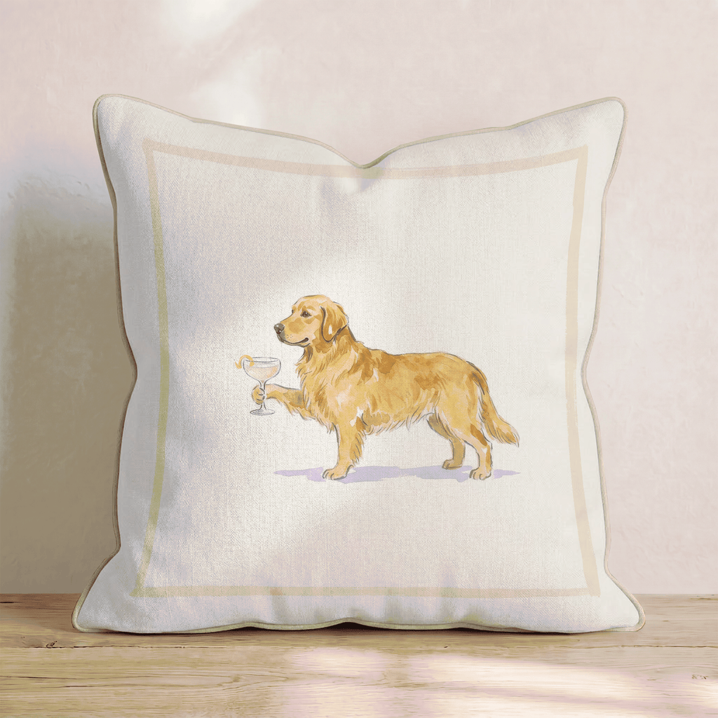 French 75 Golden Retriever Throw Pillow - Hillcroft Home