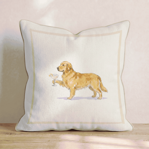 French 75 Golden Retriever Throw Pillow - Hillcroft Home