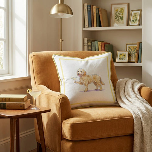 French 75 Goldendoodle Throw Pillow - Hillcroft Home