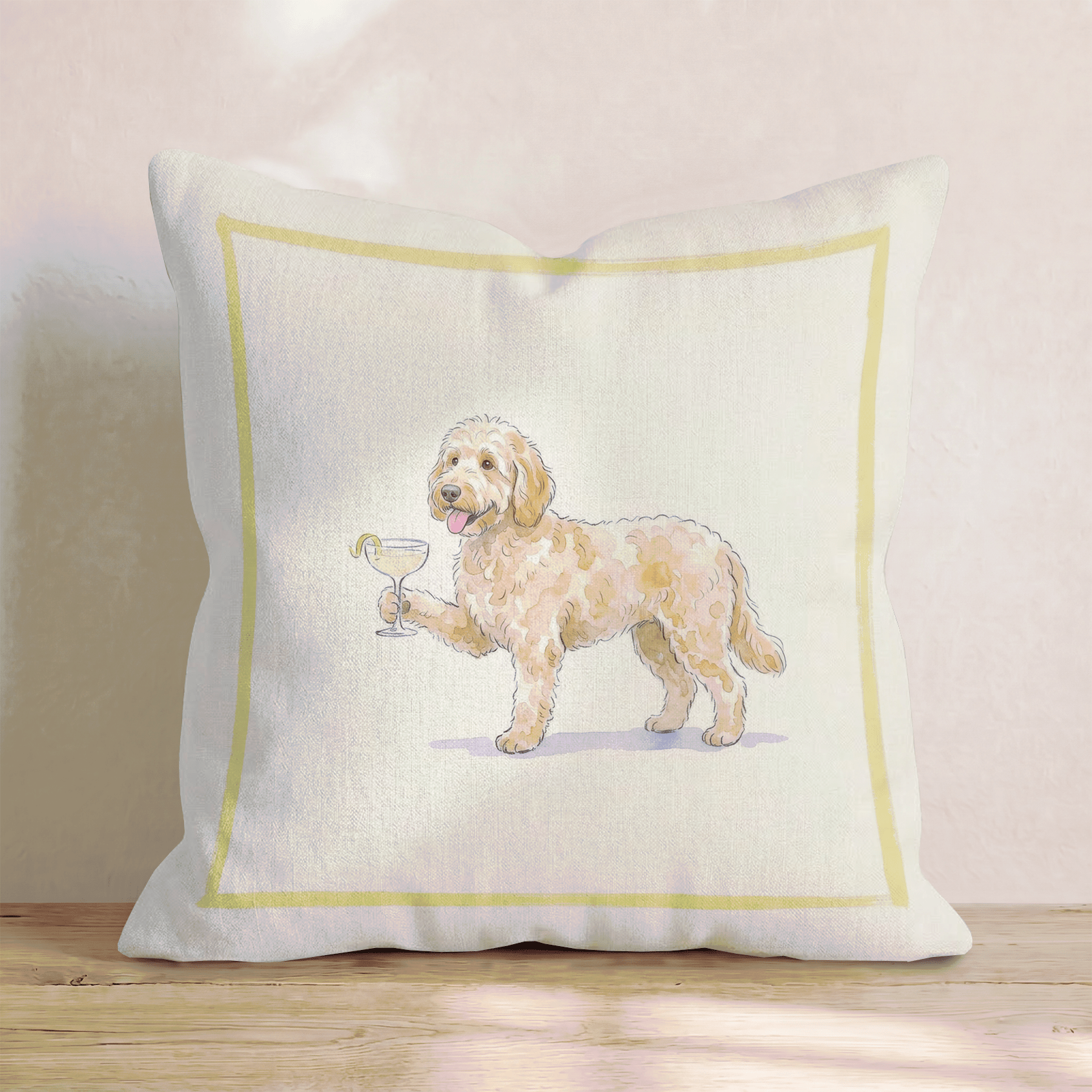 French 75 Goldendoodle Throw Pillow - Hillcroft Home