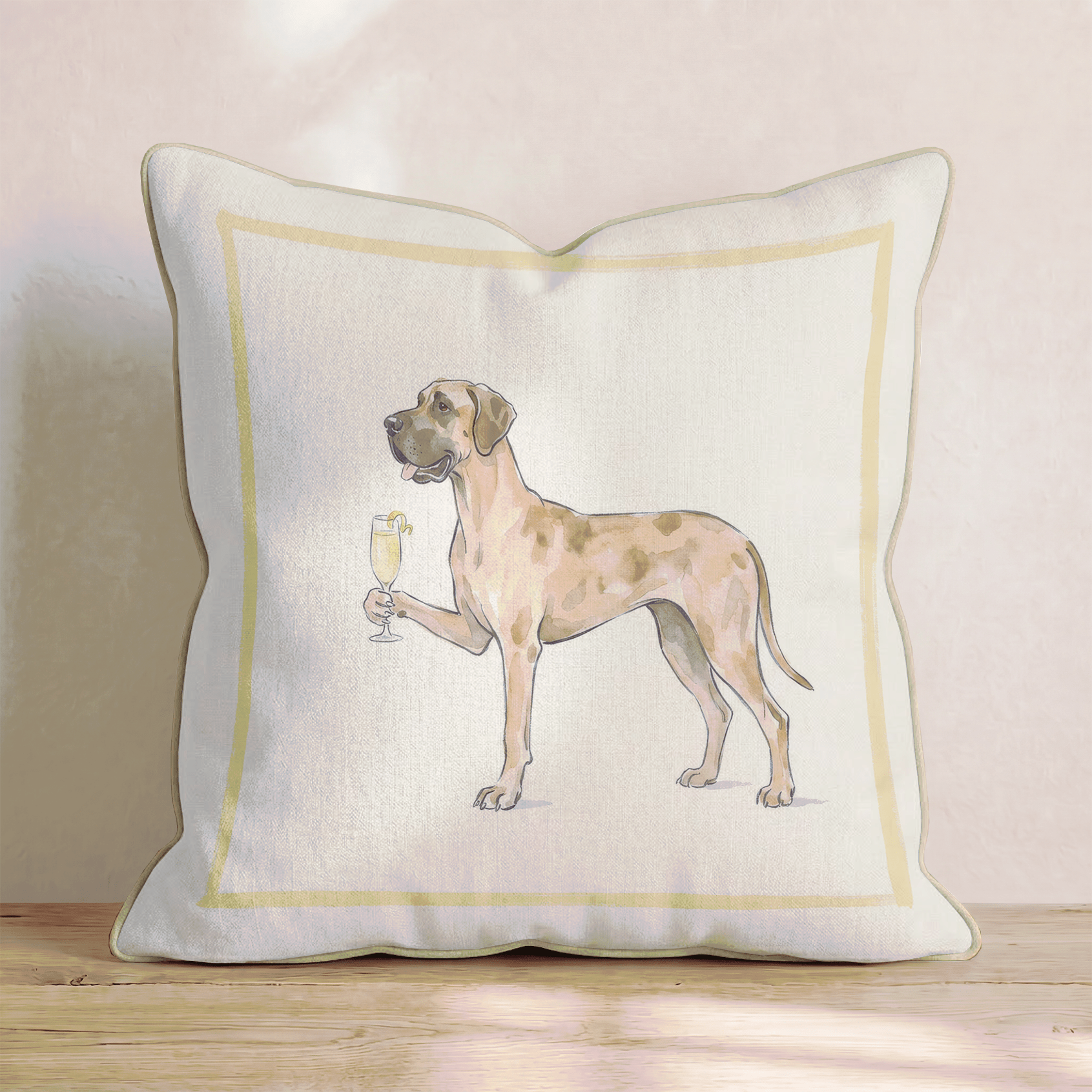 French 75 Great Dane Throw Pillow - Hillcroft Home