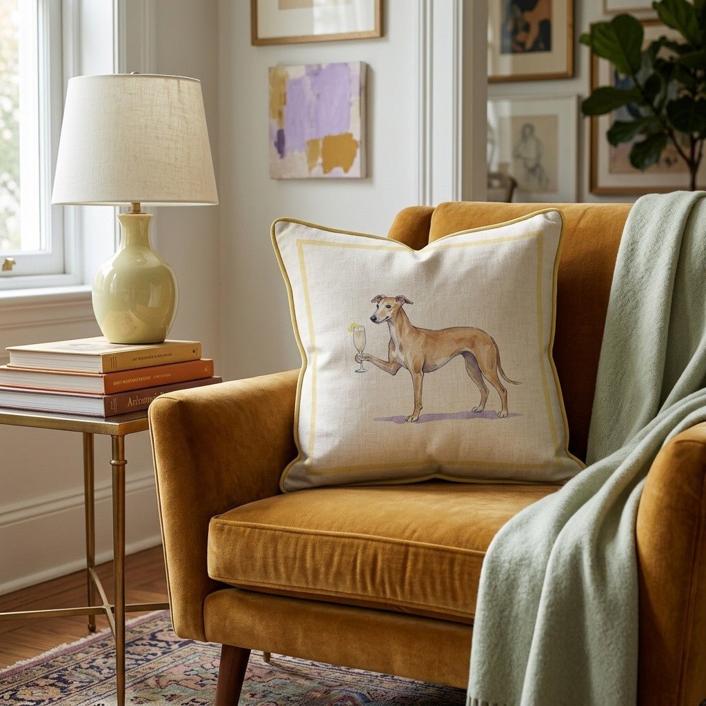 French 75 Greyhound Throw Pillow - Hillcroft Home