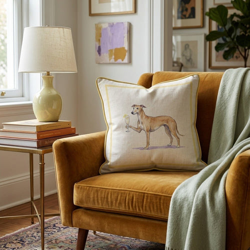 French 75 Greyhound Throw Pillow - Hillcroft Home