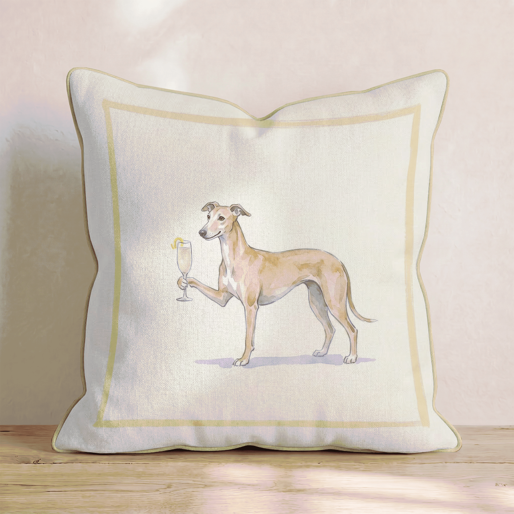French 75 Greyhound Throw Pillow - Hillcroft Home