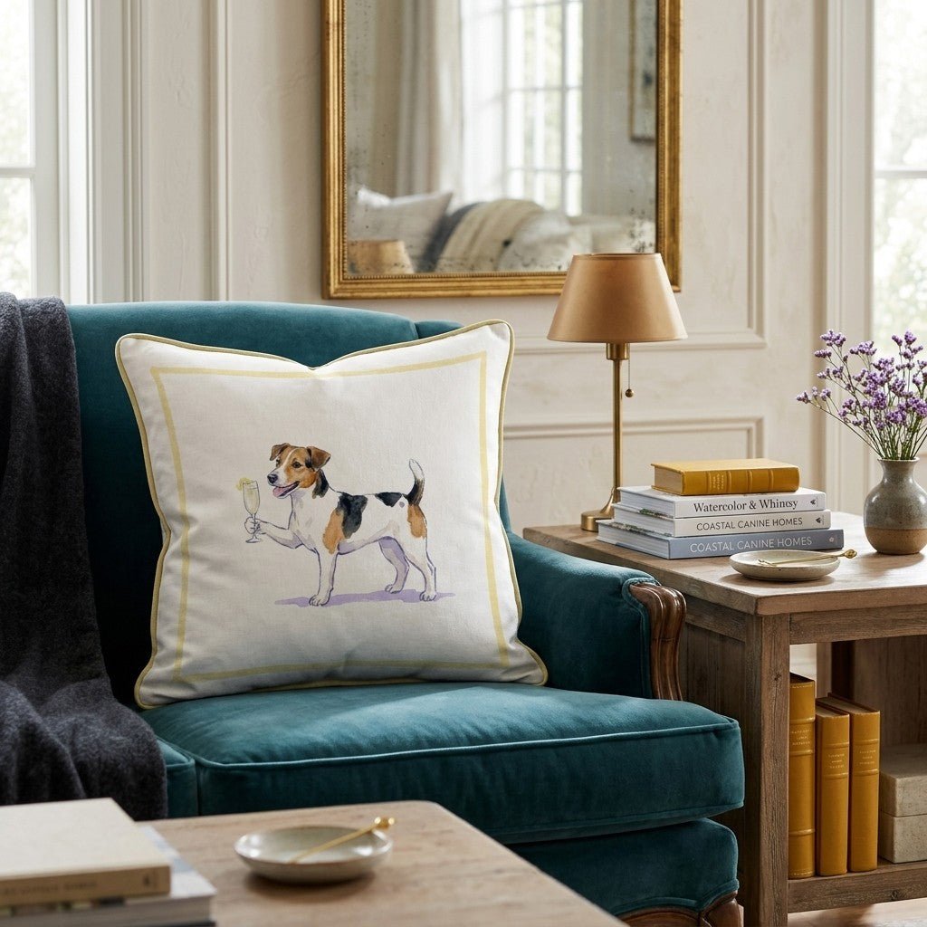 French 75 Jack Russell Throw Pillow - Hillcroft Home