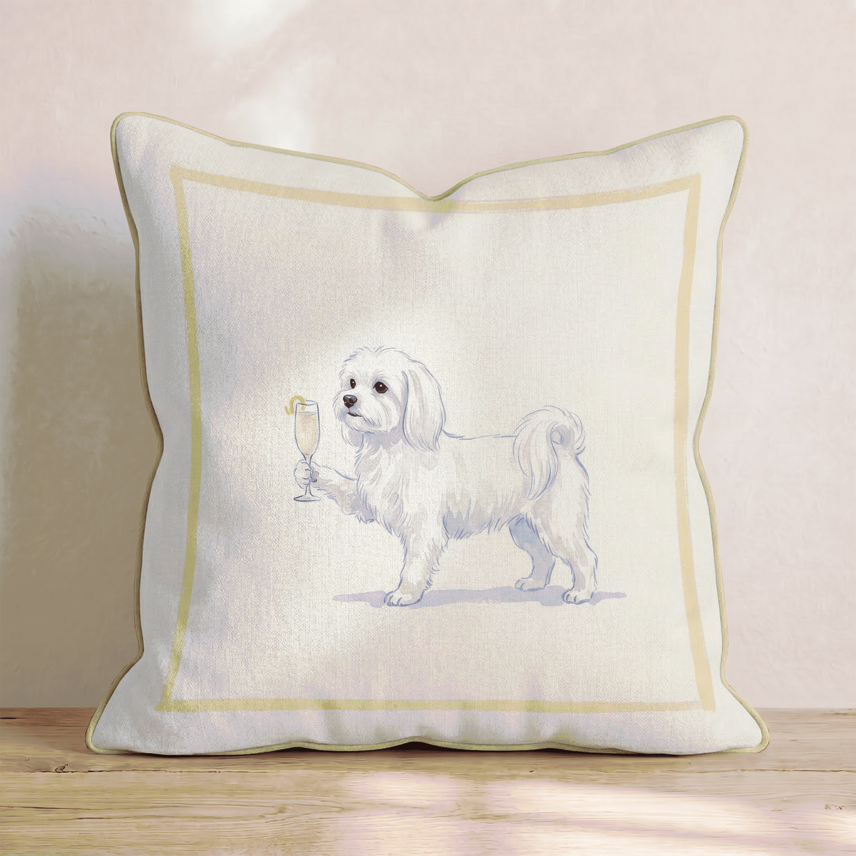 French 75 Maltese Throw Pillow - Hillcroft Home
