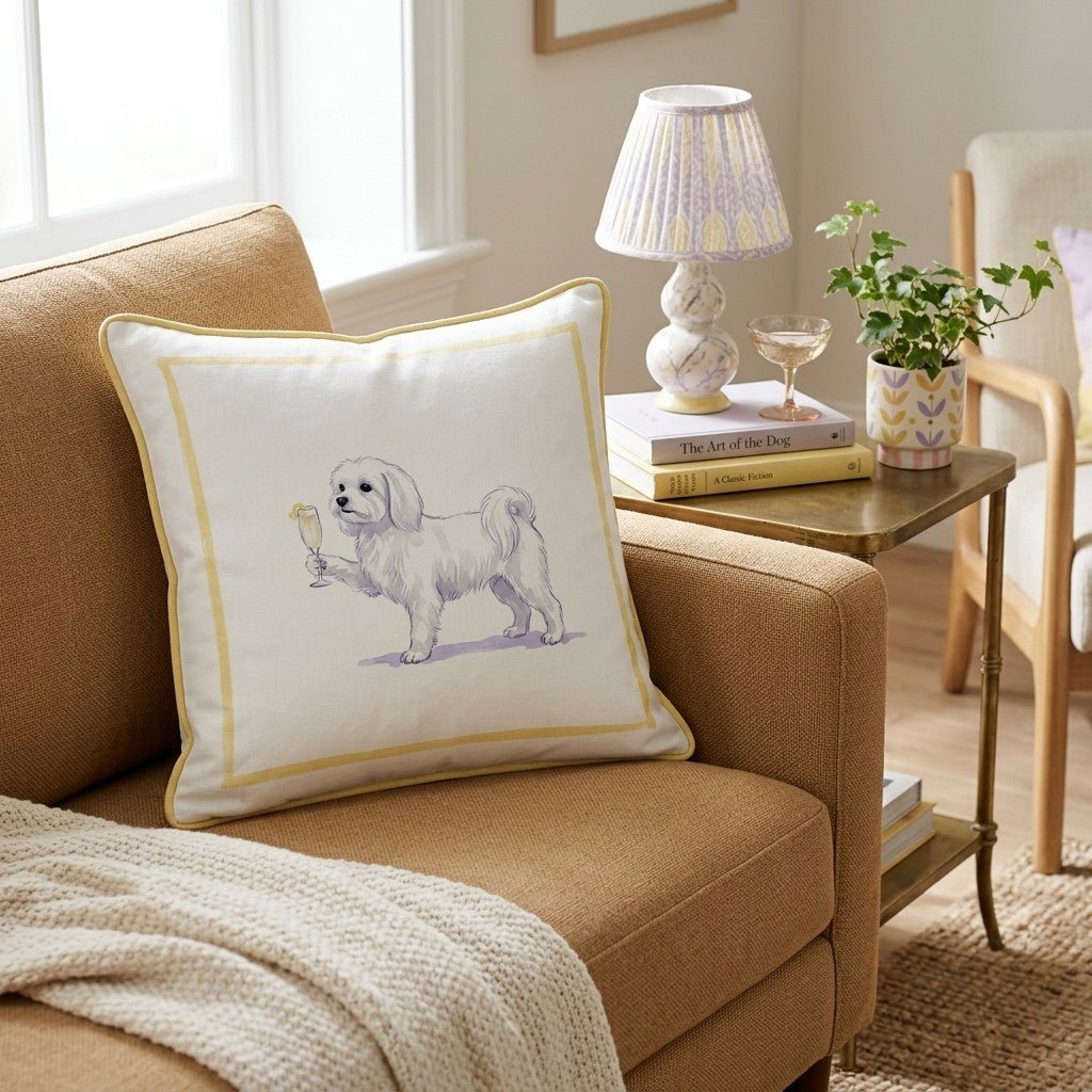 French 75 Maltese Throw Pillow - Hillcroft Home