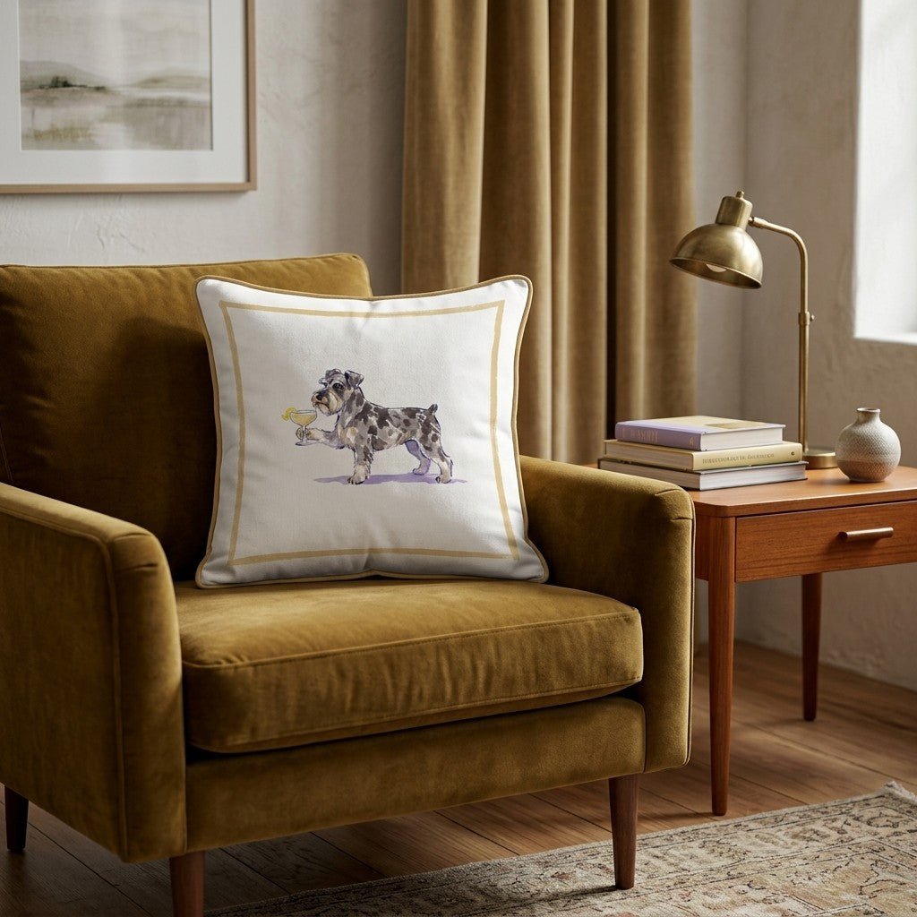 French 75 Miniature Schnauzer Throw Pillow - Hillcroft Home
