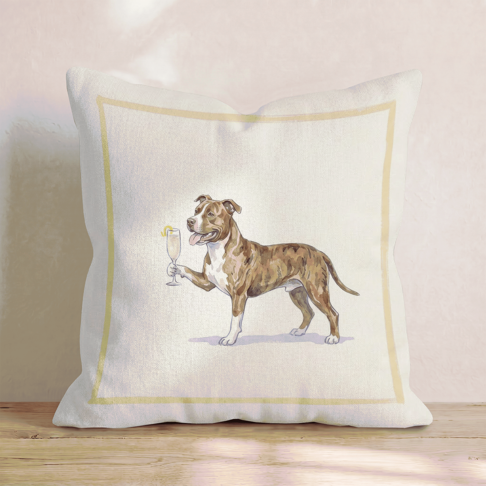 French 75 Pit Bull Throw Pillow - Hillcroft Home