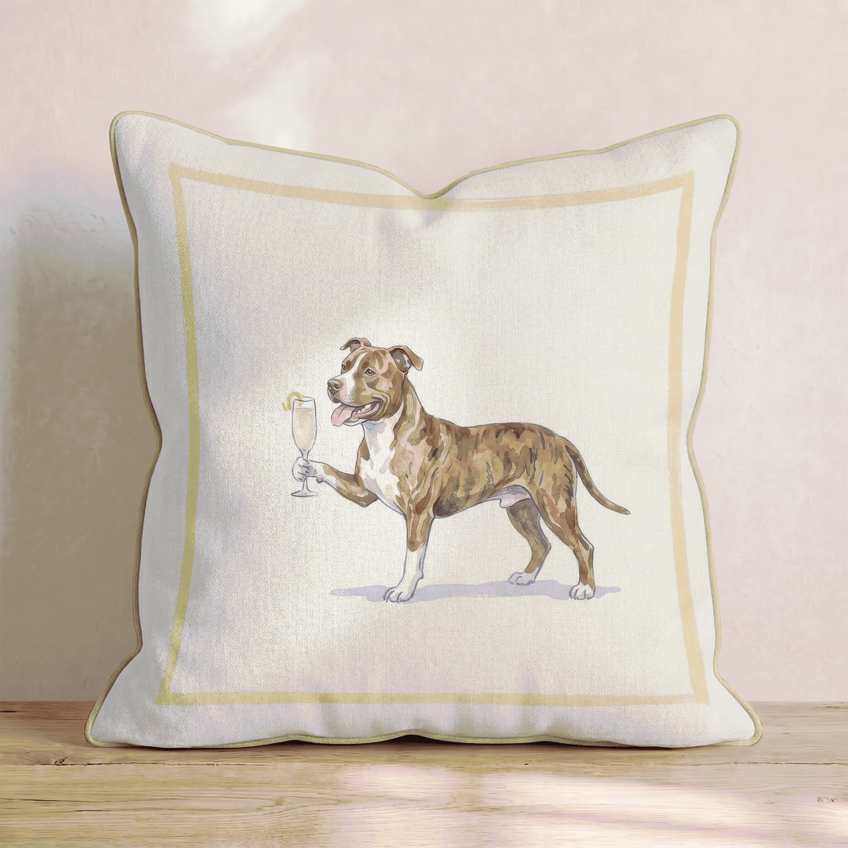 French 75 Pit Bull Throw Pillow - Hillcroft Home