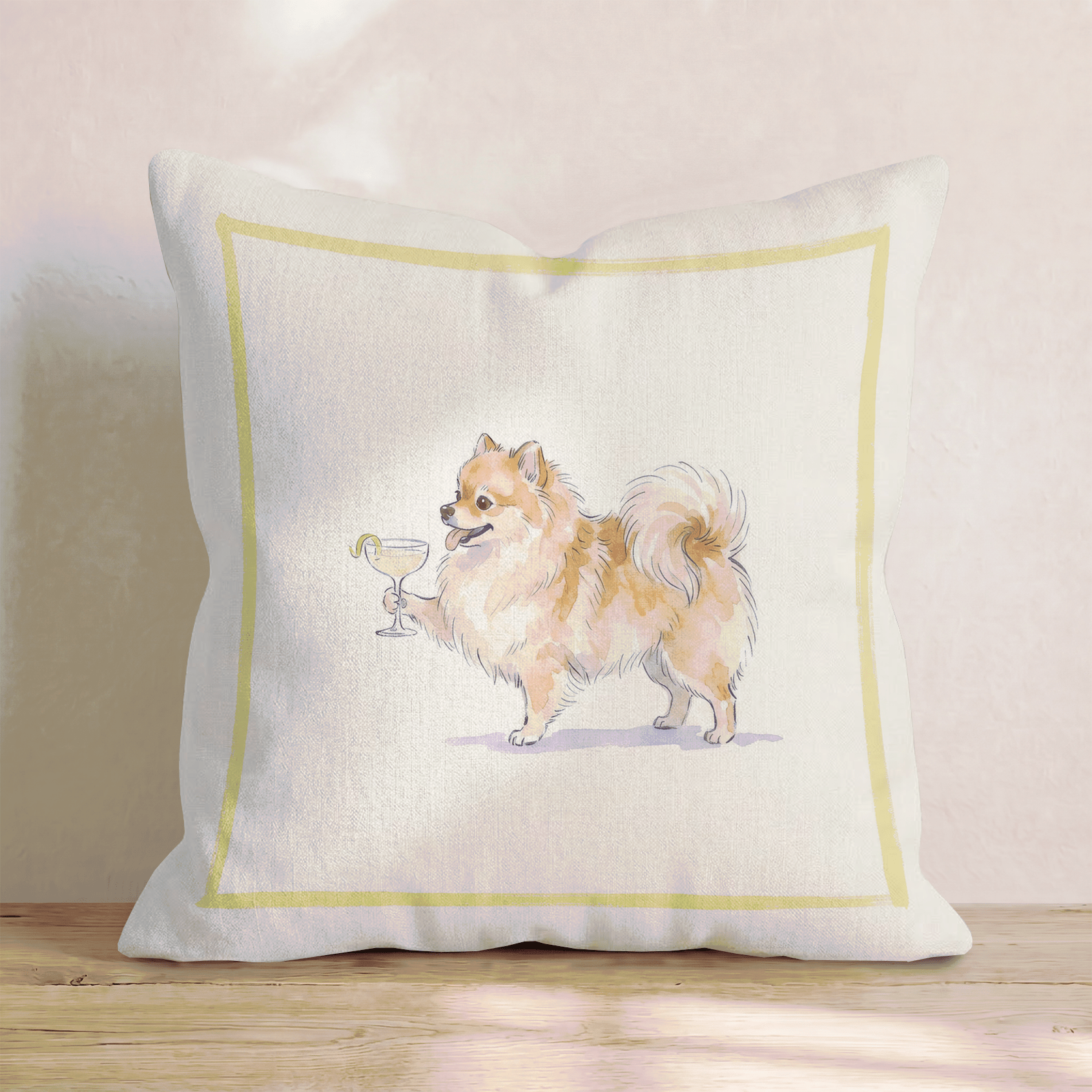French 75 Pomeranian Throw Pillow - Hillcroft Home