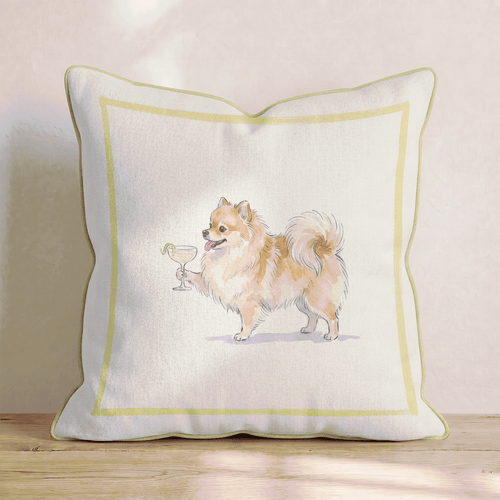 French 75 Pomeranian Throw Pillow - Hillcroft Home