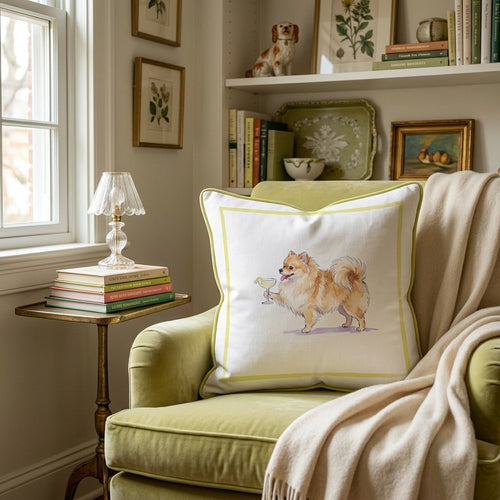 French 75 Pomeranian Throw Pillow - Hillcroft Home