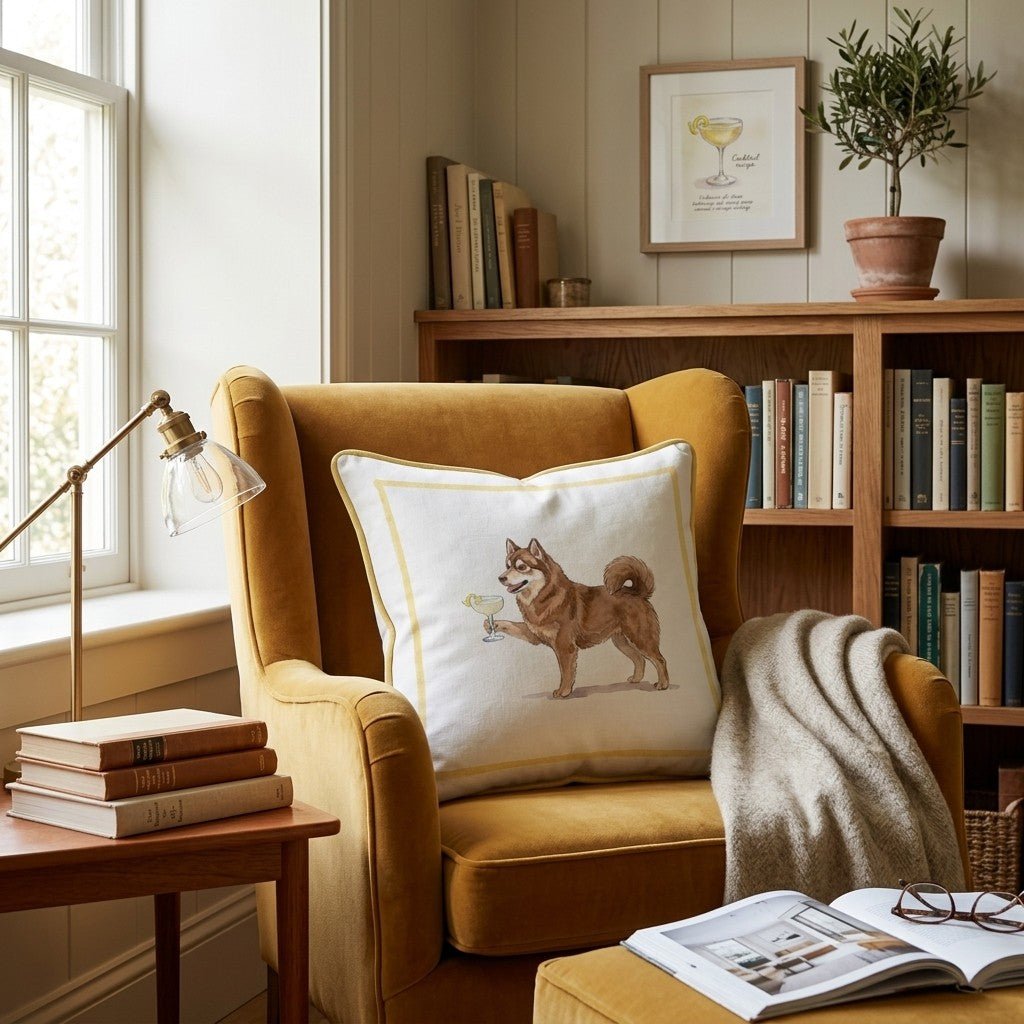 French 75 Pomsky Throw Pillow - Hillcroft Home