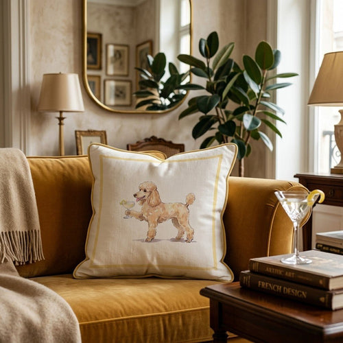 French 75 Poodle Throw Pillow - Hillcroft Home