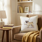 French 75 Pug Throw Pillow - Hillcroft Home