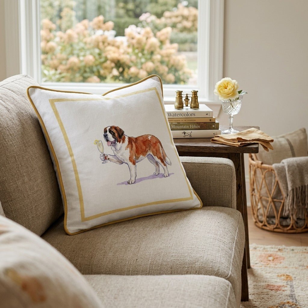 French 75 Saint Bernard Throw Pillow - Hillcroft Home