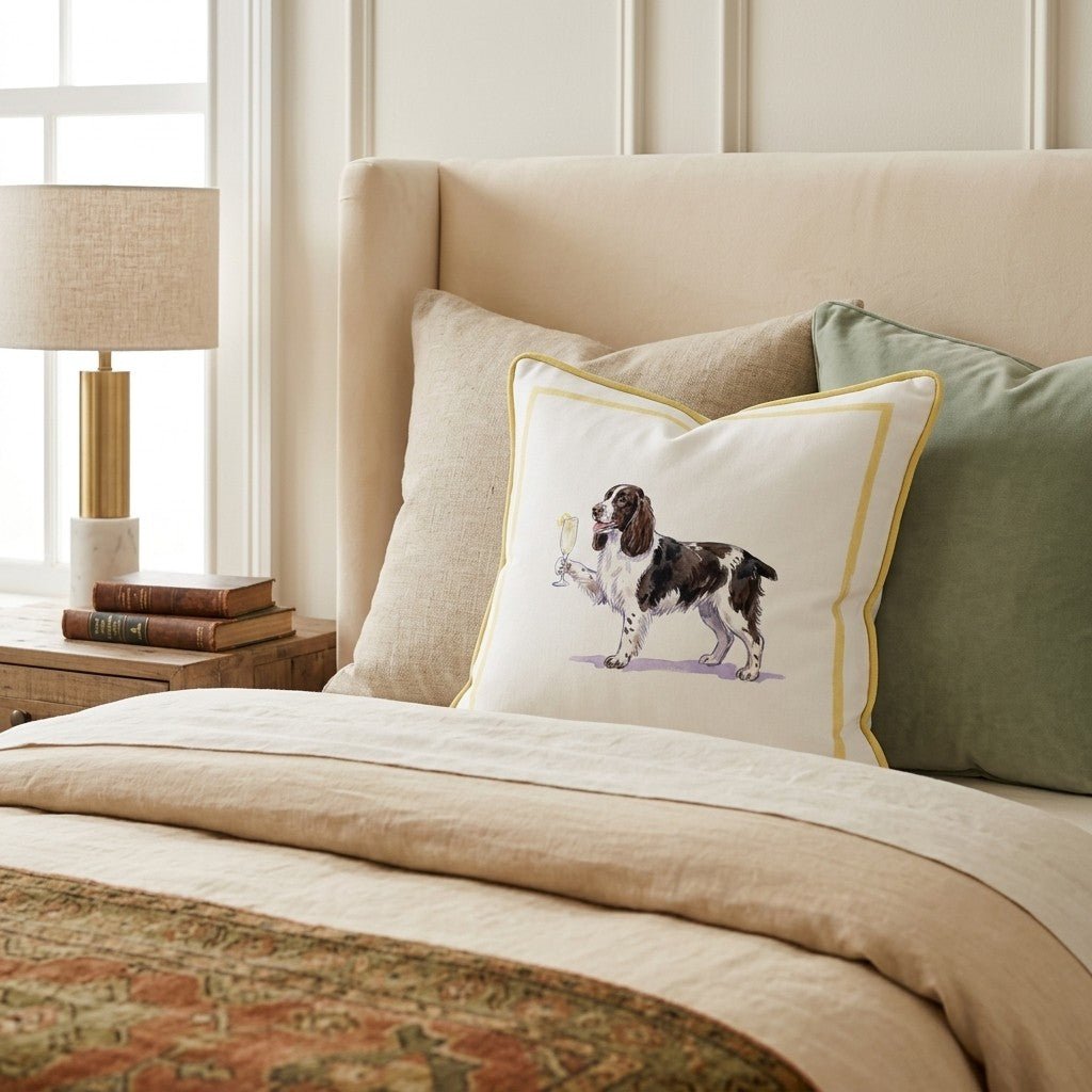 French 75 Springer Spaniel Throw Pillow - Hillcroft Home