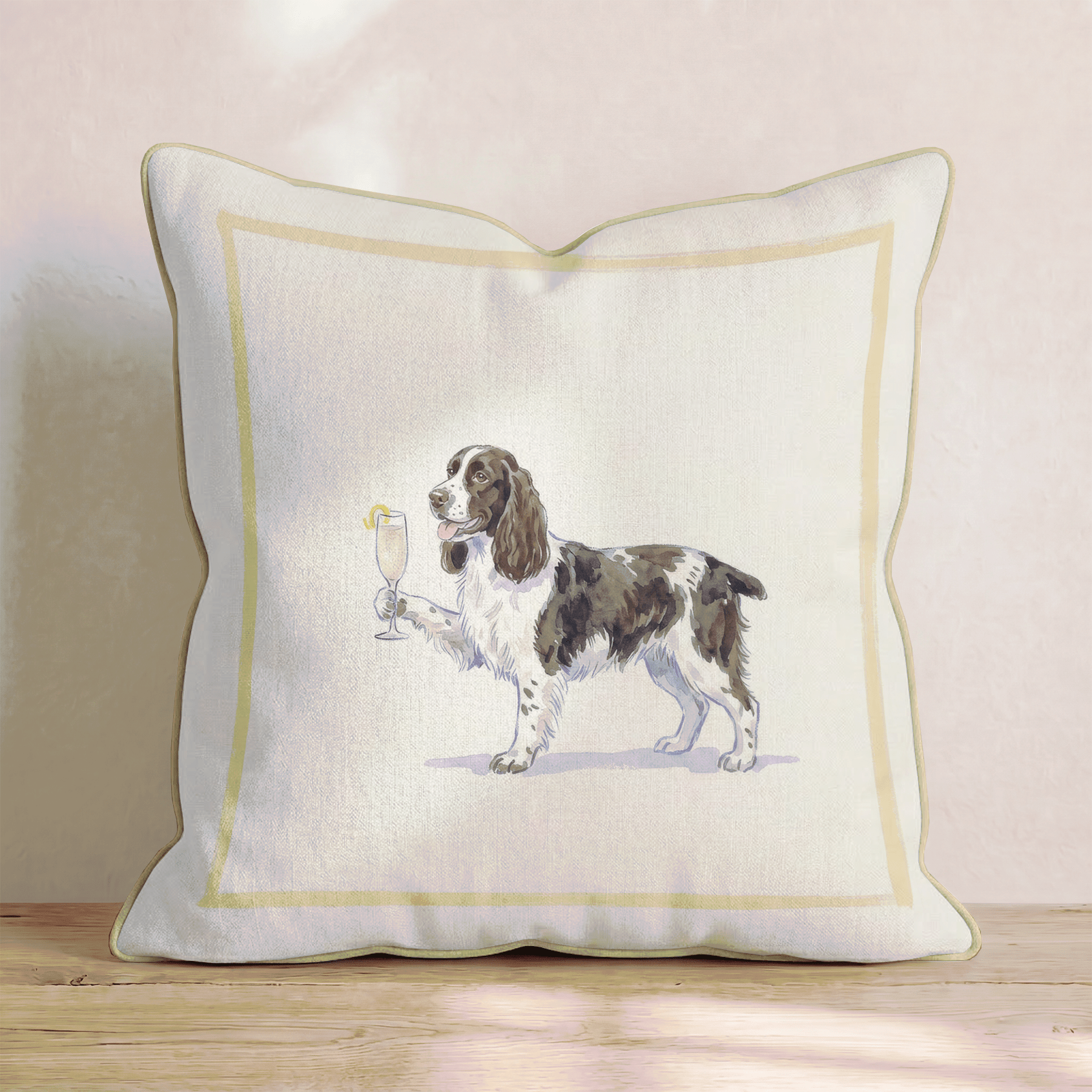 French 75 Springer Spaniel Throw Pillow - Hillcroft Home