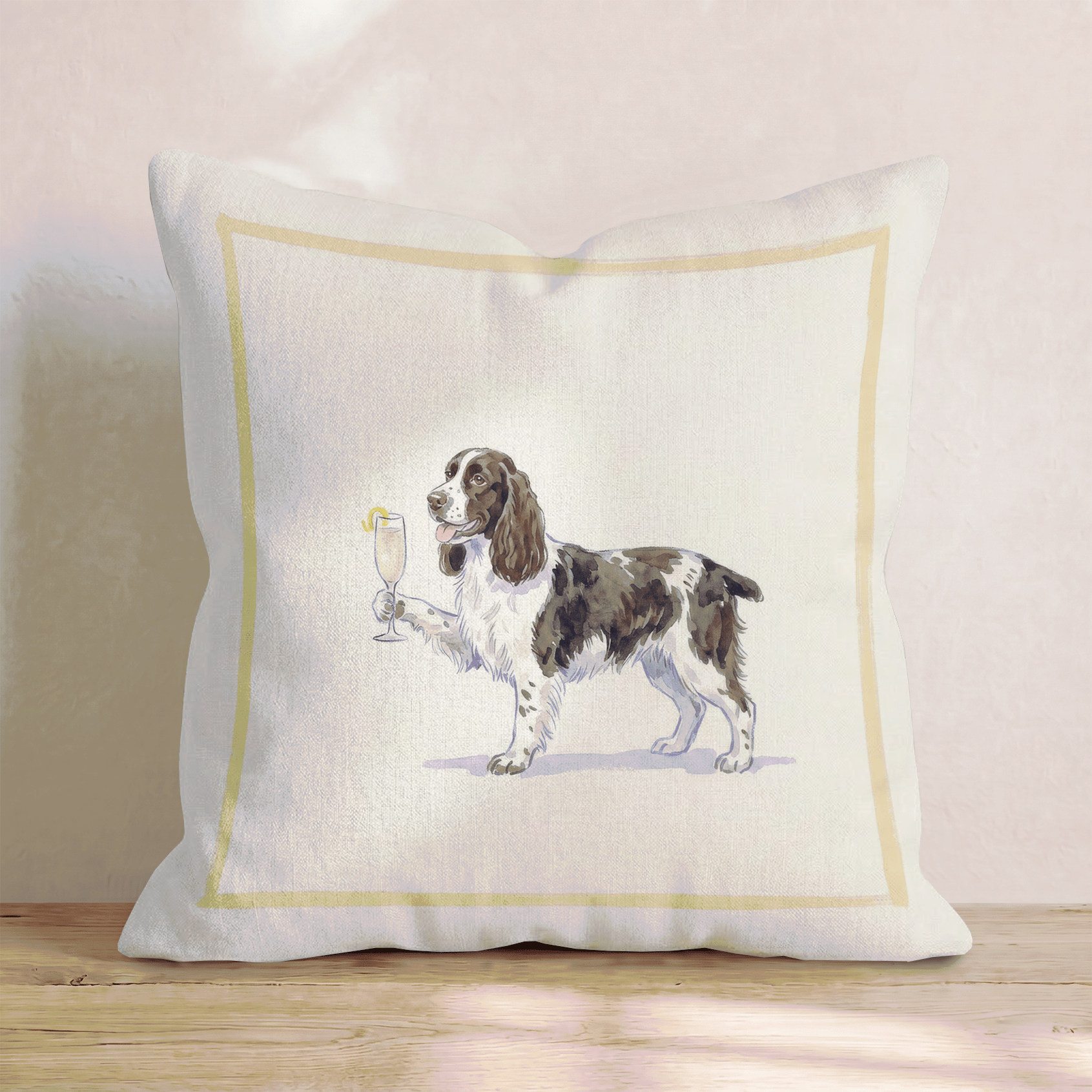 French 75 Springer Spaniel Throw Pillow - Hillcroft Home